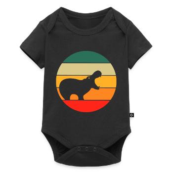 Hippopotame rétro hippopotame - Body à manches courtes Premium Bébé - noir - Devant