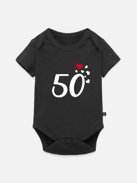 50. Geburtstag Jubiläum Herzen 50 - Baby Premium Kurzarmbody - Schwarz