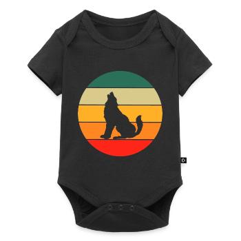 Wald Tier Raubtier Geschenk Retro Heulender Wolf - Baby Premium Kurzarmbody - Schwarz - Vorne