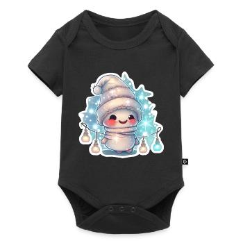 Cuddly snowman with fairy lights - Baby Premium short-sleeve bodysuit - black - Front