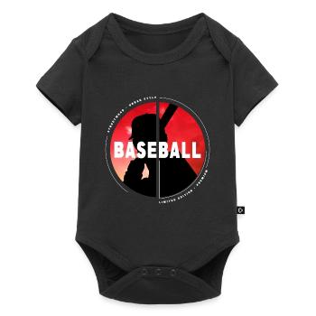Baseball Baseballspieler USA Sport Vintage Retro - Baby Premium Kurzarmbody - Schwarz - Vorne