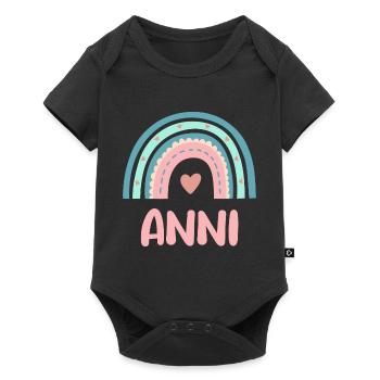 Anni Name Regenbogen Baby - Baby Premium Kurzarmbody - Schwarz - Vorne