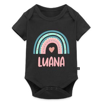 Luana Name Regenbogen Baby - Baby Premium Kurzarmbody - Schwarz - Vorne