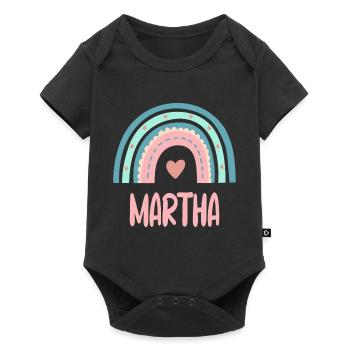Martha Name Regenbogen Baby - Baby Premium Kurzarmbody - Schwarz - Vorne