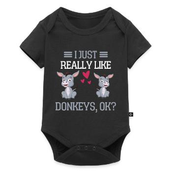 Farm Animal Farmer Gift Funny Donkey - Baby Premium short-sleeve bodysuit - black - Front