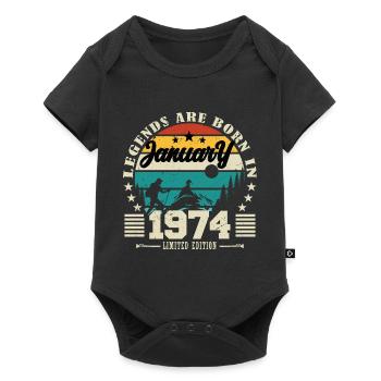 Janvier 1974. Cadeau d'anniversaire janvier 1974. - Body à manches courtes Premium Bébé - noir - Devant