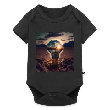 Nature, mountains and landscape in a light bulb - Baby Premium short-sleeve bodysuit - black - Front