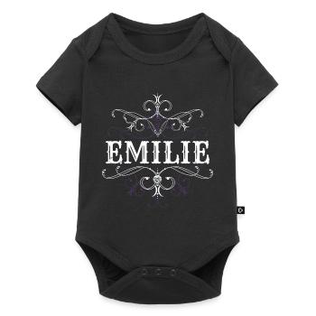Emilie Nom Prénom personnalisé - Body à manches courtes Premium Bébé - noir - Devant