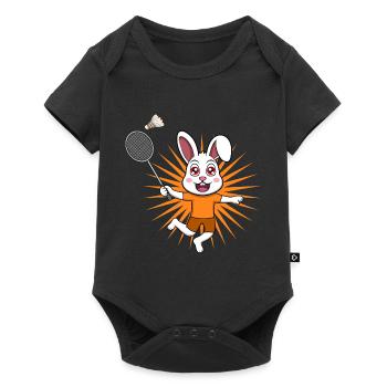 Cute Rabbit Badminton Player Ironic Hobby Sports - Baby Premium short-sleeve bodysuit - black - Front