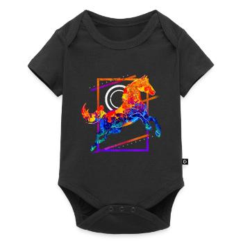 Horse Riding Rider Jumping Gallop Colorful Vintage - Baby Premium short-sleeve bodysuit - black - Front