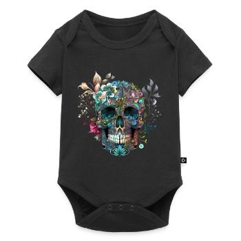 Crâne, fleurs, crâne, crâne mexicain - Body à manches courtes Premium Bébé - noir - Devant
