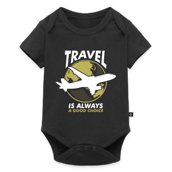 Vacances, Voyage, Avion, Soleil, Mer, Plage - Body à manches courtes Premium Bébé - noir - Devant