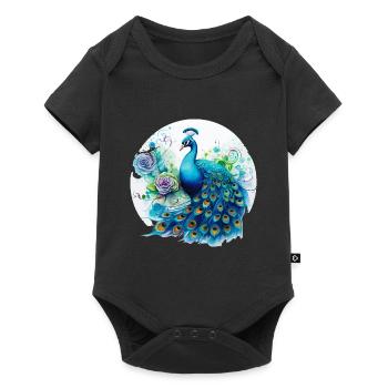 Peacock Flowers Peacock Feather Exotic Colorful Colorful - Baby Premium short-sleeve bodysuit - black - Front