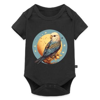 Wellensittich - Baby Premium Kurzarmbody - Schwarz - Vorne