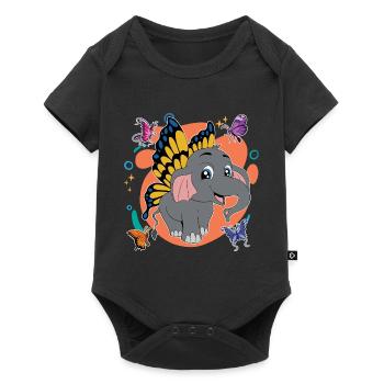 Zoo Animal Lover Gift Butterfly Elephant - Baby Premium short-sleeve bodysuit - black - Front