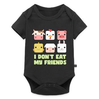 Pig Fish Bunny Friends Design for Vegans - Baby Premium short-sleeve bodysuit - black - Front