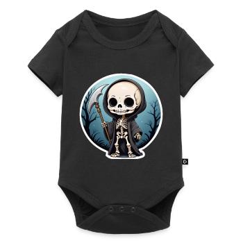 Halloween - niedlicher Tod - Skelett mit Sense - Baby Premium Kurzarmbody - Schwarz - Vorne