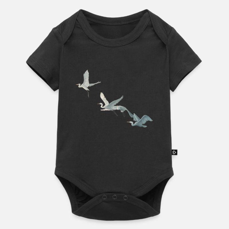 Great Egret Flock Illustration - Baby Premium short-sleeve bodysuit - black