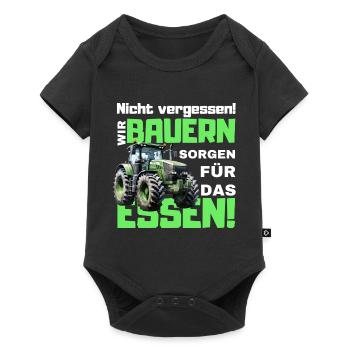 Bauern Demo Spruch lustig mit Traktor - Baby Premium Kurzarmbody - Schwarz - Vorne