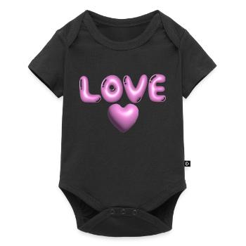 Amour, 3D, Gonflé, Ballon, Rose, Saint-Valentin - Body à manches courtes Premium Bébé - noir - Devant
