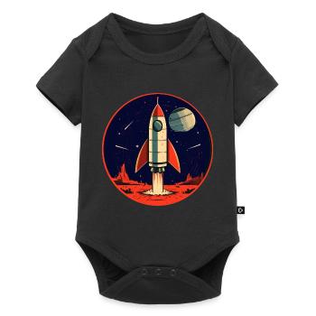 Lancement d’une fusée depuis la planète Terre - Voyage sur la Lune - Body à manches courtes Premium Bébé - noir - Devant