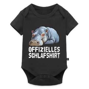 Offizieles Schlafshirt Nilpferd - Baby Premium Kurzarmbody - Schwarz - Vorne