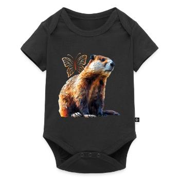 Biber - Baby Premium Kurzarmbody - Schwarz - Vorne