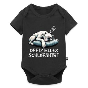 Offizielles Schlafshirt Weißer Boxer Boxerhalter - Baby Premium Kurzarmbody - Schwarz - Vorne