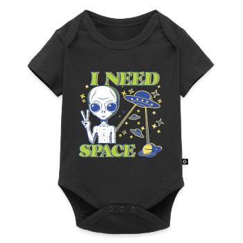 Lustiges Weltraum-Außerirdisches UFO-Raumschiff - Baby Premium Kurzarmbody - Schwarz - Vorne