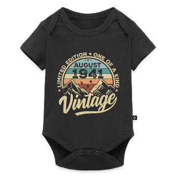 Geburtstag August 1941 Geburtstagsgeschenk August - Baby Premium Kurzarmbody - Schwarz - Vorne