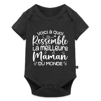 Cadeau Meilleure Maman du Monde Cadeau Super Maman - Body à manches courtes Premium Bébé - noir - Devant