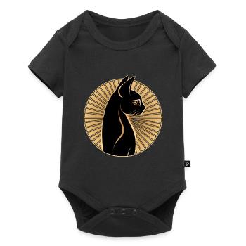 Ägyptische Katze - Baby Premium Kurzarmbody - Schwarz - Vorne