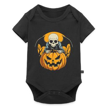 Costume de citrouille d’Halloween - Crâne - Effrayant - Body à manches courtes Premium Bébé - noir - Devant