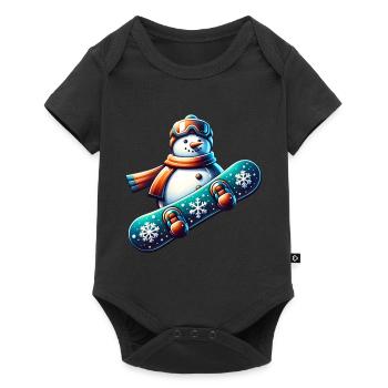 Snowboard bonhomme de neige snowboarder d’hiver - Body à manches courtes Premium Bébé - noir - Devant