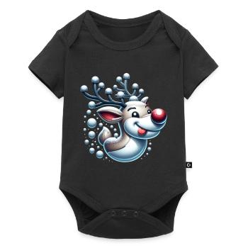 Drôle Renne Noël Noël - Body à manches courtes Premium Bébé - noir - Devant