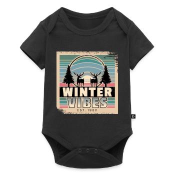 Winter vibes for nature lovers at sunset - Baby Premium short-sleeve bodysuit - black - Front