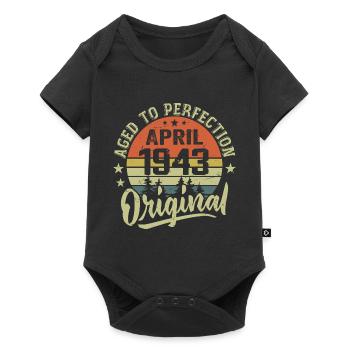 Anniversaire Avril 1943 - Idée Cadeau Avril 1943 - Body à manches courtes Premium Bébé - noir - Devant