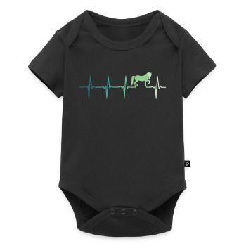 cheval battement de coeur équitation dressage - Body à manches courtes Premium Bébé - noir - Devant