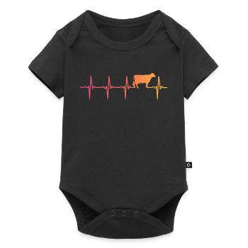 Kuh Sonnenuntergang Herzschlag Kuh Bauer - Baby Premium Kurzarmbody - Schwarz - Vorne