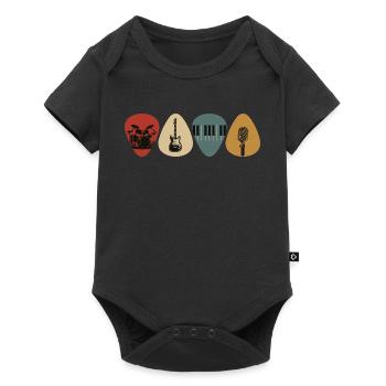 Musik liegt in der Luft - Band - Baby Premium Kurzarmbody - Schwarz - Vorne