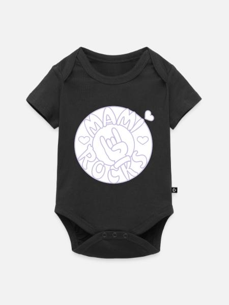 mami rocks (Kreis, 3c) - Baby Premium Kurzarmbody - Schwarz