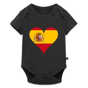 Herz Spanische Flagge Spanien Fan - Baby Premium Kurzarmbody - Schwarz - Vorne