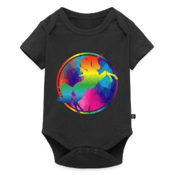 Colorful unicorn rainbow gaudy geo gift - Baby Premium short-sleeve bodysuit - black - Front
