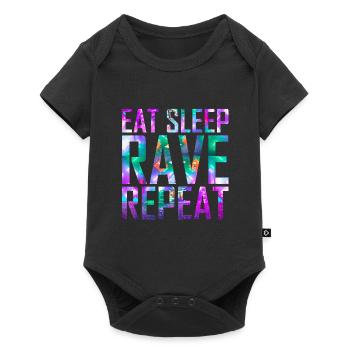 Eat Sleep Rave Repeat | Buntes Festival - Baby Premium Kurzarmbody - Schwarz - Vorne