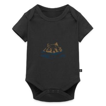 Grizzlybär Schwimmen Geschenkidee - Baby Premium Kurzarmbody - Schwarz - Vorne