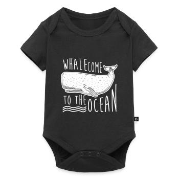 Whale welcome ocean gift sea mammal - Baby Premium short-sleeve bodysuit - black - Front