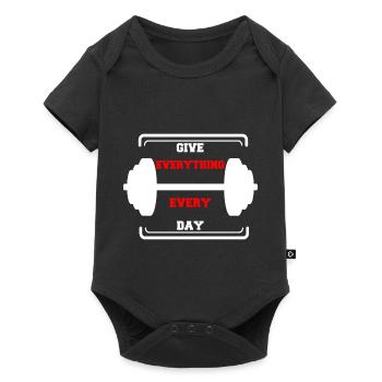 motivation fitness dumbbell training muscle building - Baby Premium short-sleeve bodysuit - black - Front