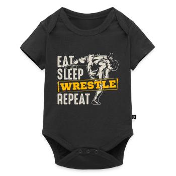 Eat Sleep Wrestle Repeat - Ringer Ringen Ringerin - Baby Premium Kurzarmbody - Schwarz - Vorne