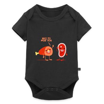 Metzger Fleisch Steak witzig Geschenk Geschenkidee - Baby Premium Kurzarmbody - Schwarz - Vorne