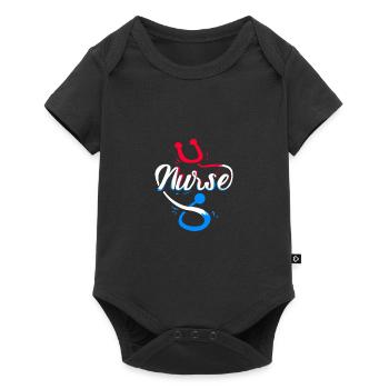 Krankenschwester Stethoskop Beruf Job Geschenk - Baby Premium Kurzarmbody - Schwarz - Vorne